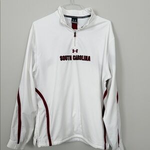 Under Armour South Carolina White & Garnet 1/4 Zip Pullover